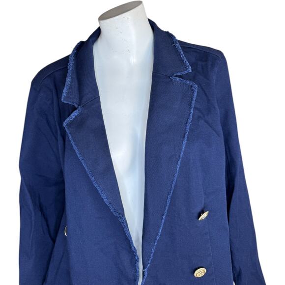 Belle by Kim Gravel Twill Front Knit Back Nautical Jacket Twilight Navy Large - Picture 2 of 14